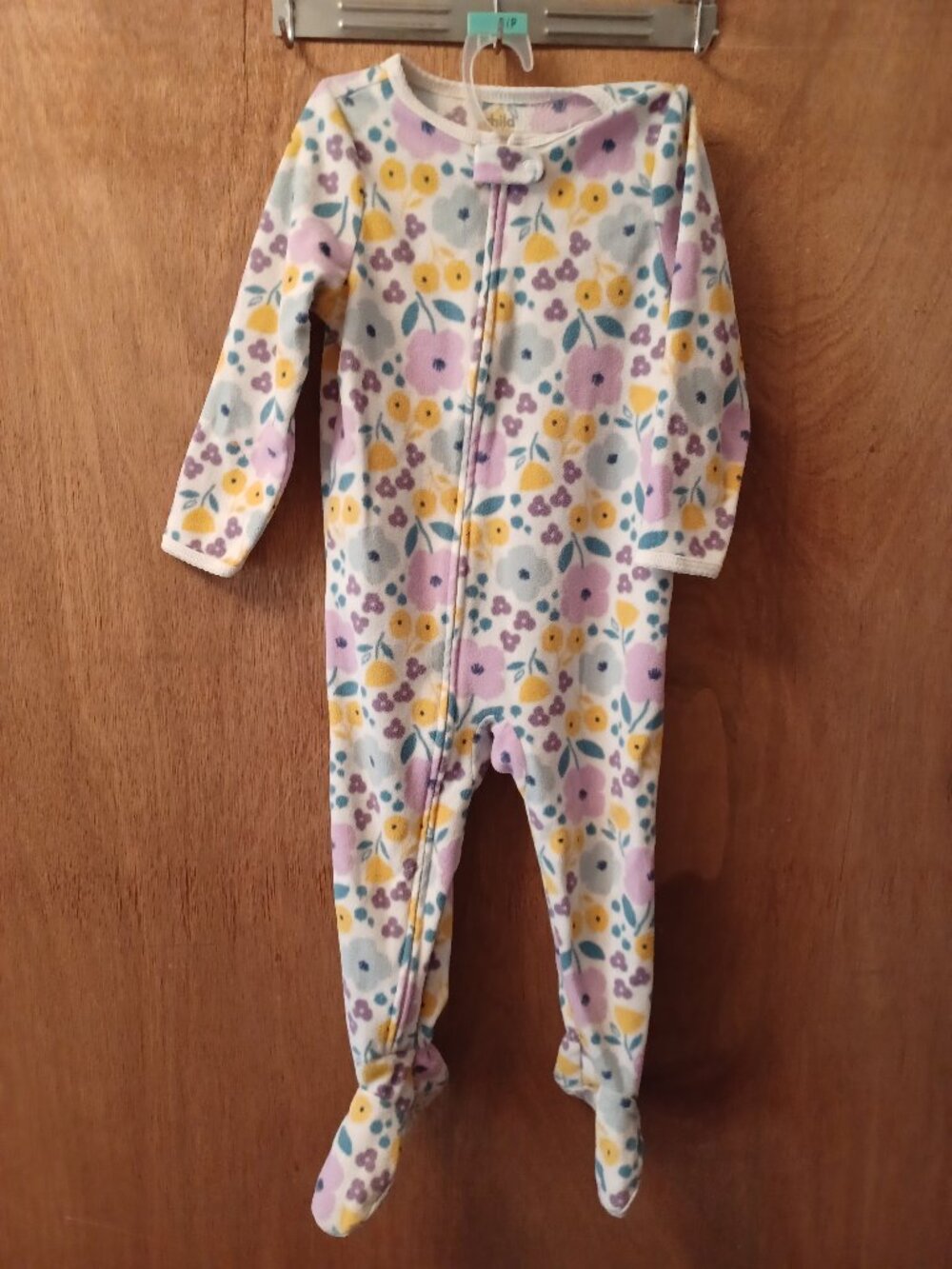 Child Of Mine By Carter's Zip Up Footed Pj's Multicolor Flower Print